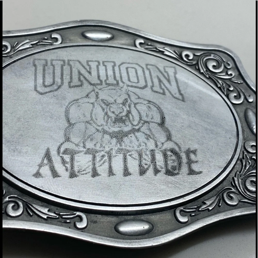 UNION ATTITUDE SILVER BELT BUCKLE